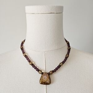 Elegant Purple and Gold Beaded Necklace